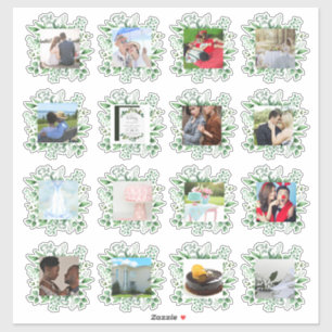 16 x WEDDING PHOTO Collage Journal Planner Leaf Sticker