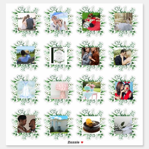 16 x WEDDING PHOTO Collage Journal Planner Leaf Sticker