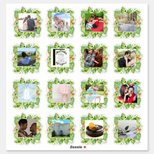 16 x WEDDING PHOTO Journal Planner Tropical Leaves Sticker
