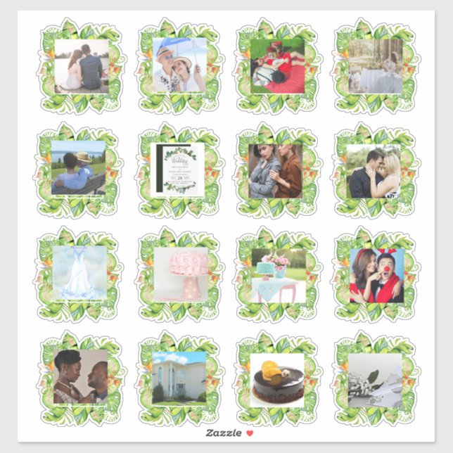 16 x WEDDING PHOTO Journal Planner Tropical Leaves Sticker (Sheet)
