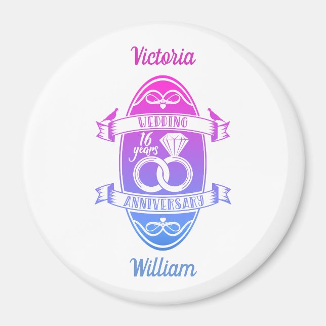 16 Year 16th wedding anniversary Magnet (Front)