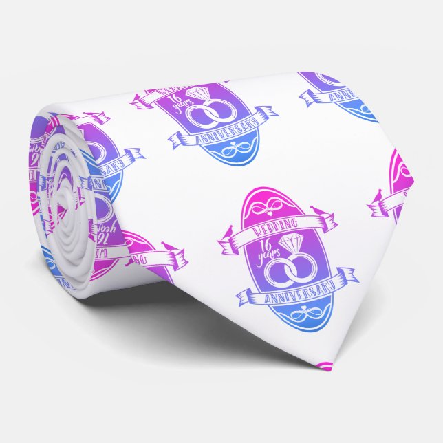 16 Year 16th wedding anniversary Neck Tie (Rolled)