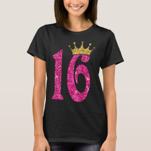 16 Year Old 16th Birthday Girl Golden Crown Party T-Shirt