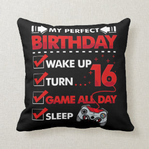 16 Year Old Gamer Boy 16th Perfect Birthday Gaming Throw Pillow