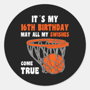 16 Year Old Happy 16th Birthday Basketball 16th Bi Classic Round Sticker