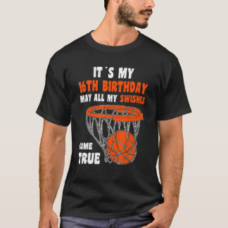 16 Year Old Happy 16th Birthday Basketball 16th Bi T-Shirt