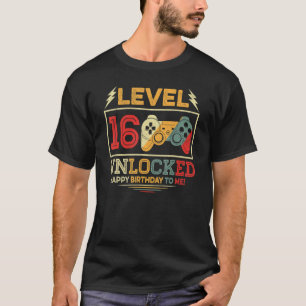 16 Year Old  Level 16 Unlocked 16th Birthday Boy G T-Shirt