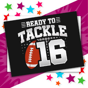 16 Year Old Tackle Football Party 16th Birthday Postcard