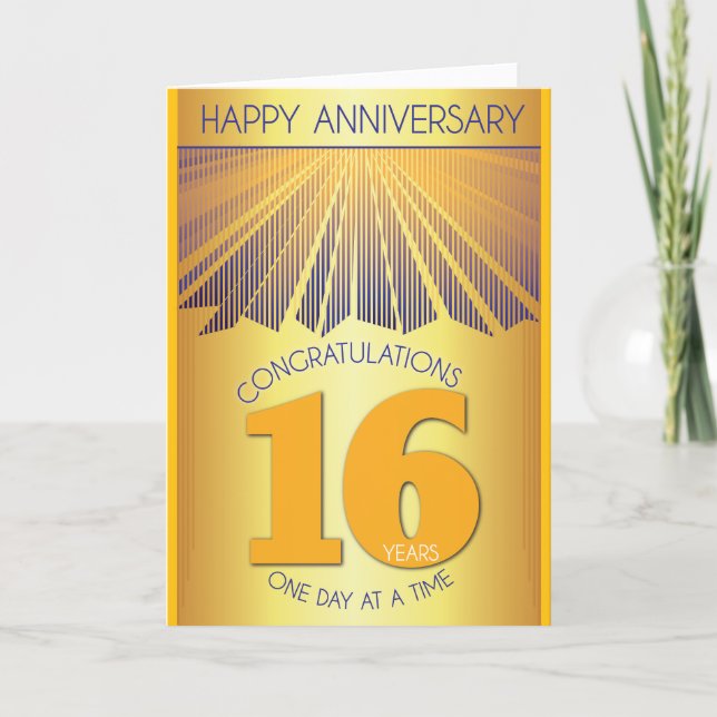 16 Year Sober Anniversary | Golden Ray 12 Step  Card (Front)