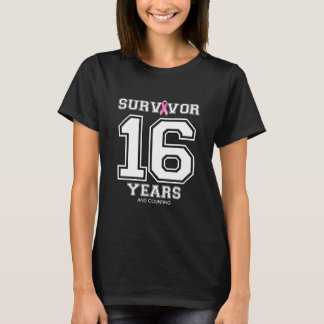 16 Years Breast Cancer Survivor Gifts For Women T-Shirt