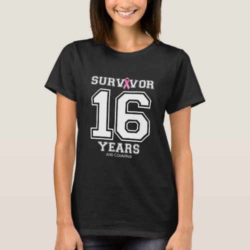 16 Years Breast Cancer Survivor Gifts For Women T_Shirt