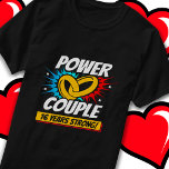 16 Years Comic Super Power Couple 16th Anniversary T-Shirt<br><div class="desc">This fun 16th wedding anniversary design is perfect for couples married 16 years to celebrate their marriage! Great to celebrate with your husband or wife or for your parents' 16 year wedding anniversary party! Features 'Power Couple - 16 Years Strong!' wedding anniversary quote w/ joined wedding rings in a blast...</div>