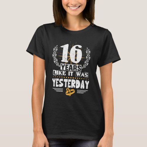 16 Years Like It Was Yesterday 16th Wedding Annive T_Shirt