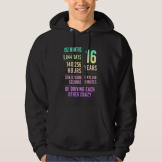 16 Years Married Funny 16th Wedding Anniversary Hoodie