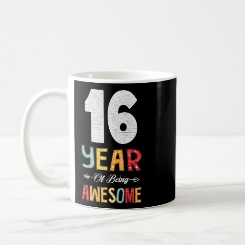 16 Years Of Being Awesome Heart Floral Arrow 16th  Coffee Mug