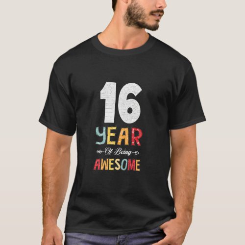 16 Years Of Being Awesome Heart Floral Arrow 16th  T_Shirt