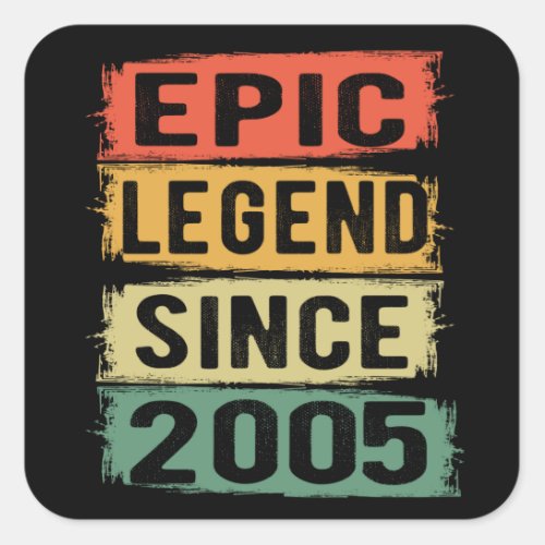 16 Years Old Bday 2005 Epic Legend 16th Birthday Square Sticker