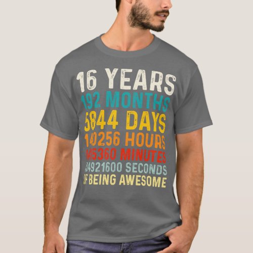 16 Years old of Being Awesome 16th Birthday Gift V T_Shirt