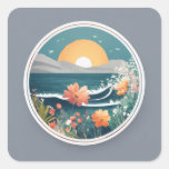 16k round logo, text MONTABEACH, minimalist, with  Square Sticker