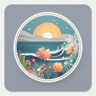 16k round logo, text MONTABEACH, minimalist, with Square Sticker