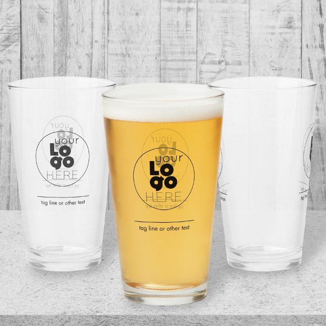 16oz Pint Glass with Custom Printed Buisiness Logo (Creator Uploaded)
