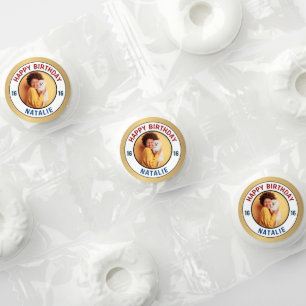16th 16 Happy Birthday Photo Gold Personalize Life Saver® Mints