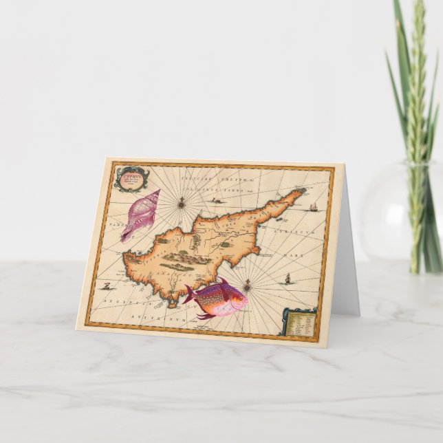 16th/17th Century Nautical Map Happy Birthday Card (Front)