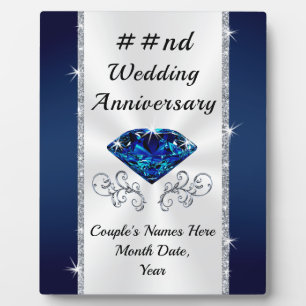16th, 65th, 22nd Wedding Anniversary Gifts for Her Plaque
