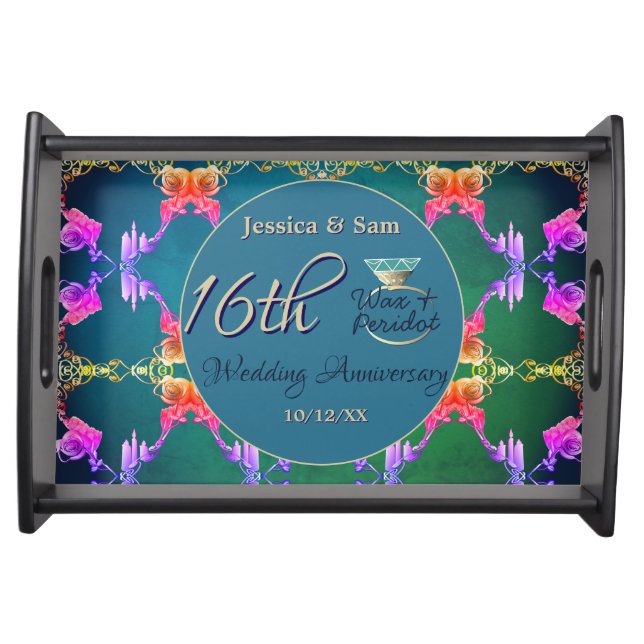16th Anniversary Wax, Statice Flower  Serving Tray (Front)