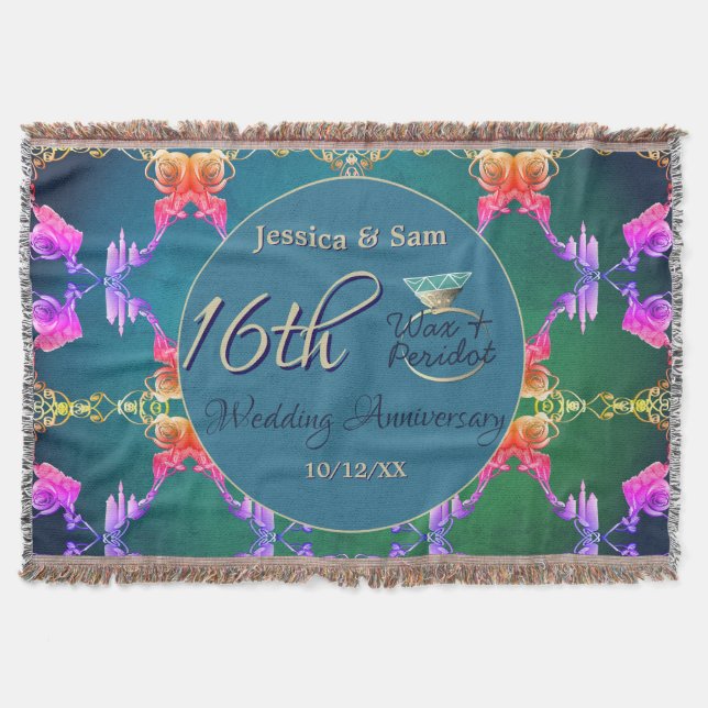 16th Anniversary Wax, Statice Flower Throw Blanket (Front)