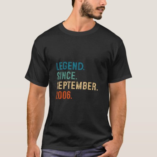 16th Birthday  16 Years Old Legend Since September T_Shirt