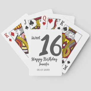 16th birthday add name date year black template go poker cards