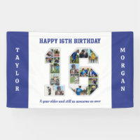 16th Birthday Anniversary Number 16 Photo Collage