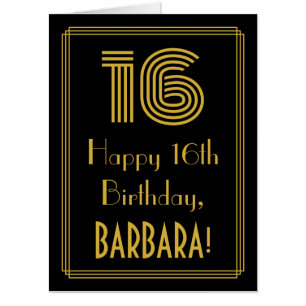 16th Birthday: Art Deco Inspired Look “16” + Name Card