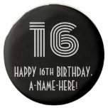 [ Thumbnail: 16th Birthday - Art Deco Inspired Look "16", Name ]