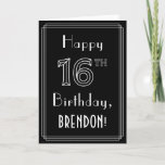[ Thumbnail: 16th Birthday: Art Deco Style # 16 & Custom Name Card ]