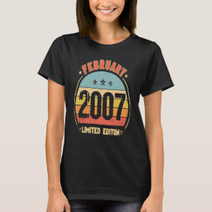 16th Birthday Awesome Since February 2007 Retro 16 T-Shirt