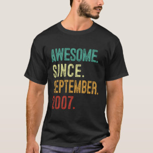 16Th Birthday Awesome Since September 2007 16 Year T-Shirt