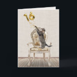 16th Birthday Balloons and Tabby Cat Card<br><div class="desc">Gray tabby cat with gold foil balloons on an old-fashioned chair for a sweet 16th birthday.
The inside text is editable.</div>
