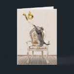 16th Birthday Balloons and Tabby Cat Card<br><div class="desc">Gray tabby cat with gold foil balloons on an old-fashioned chair for a sweet 16th birthday.
The inside text is editable.</div>