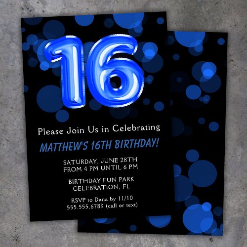 16th Birthday Balloons Kids Blue Boy Party