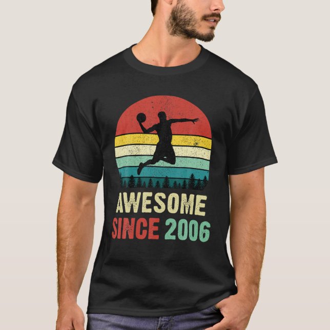 16Th Birthday Basketball 16 Years Old Awesome Sinc T-Shirt (Front)