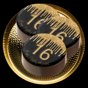 16th birthday black gold glitter drips name chocolate covered oreo