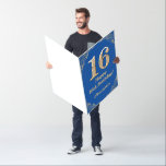 16th Birthday Blue & Gold Glitter Extra Large Card<br><div class="desc">16th Birthday Blue and Gold Glitter Frame Extra Large Card. For further customization,  please click the "Customize it" button and use our design tool to modify this template.</div>