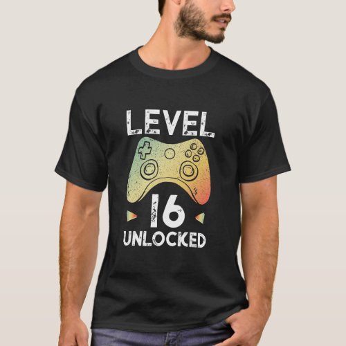 16th Birthday Boy Gamer Shirt Level 16 Unlocked Gi