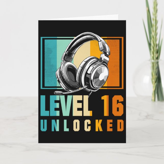 16th Birthday Boy Video Gamer Level 16 Unlocked Bo Card (Front)