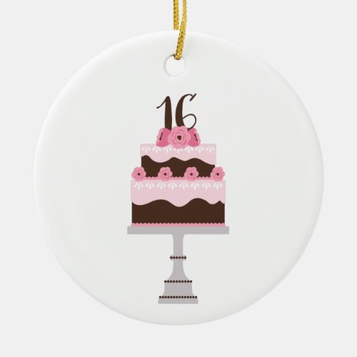 16th Birthday Cake Ceramic Ornament