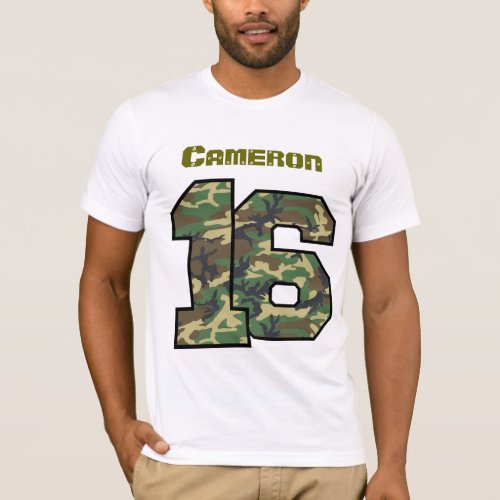 16th Birthday Camo One Year Custom Name V012E T_Shirt