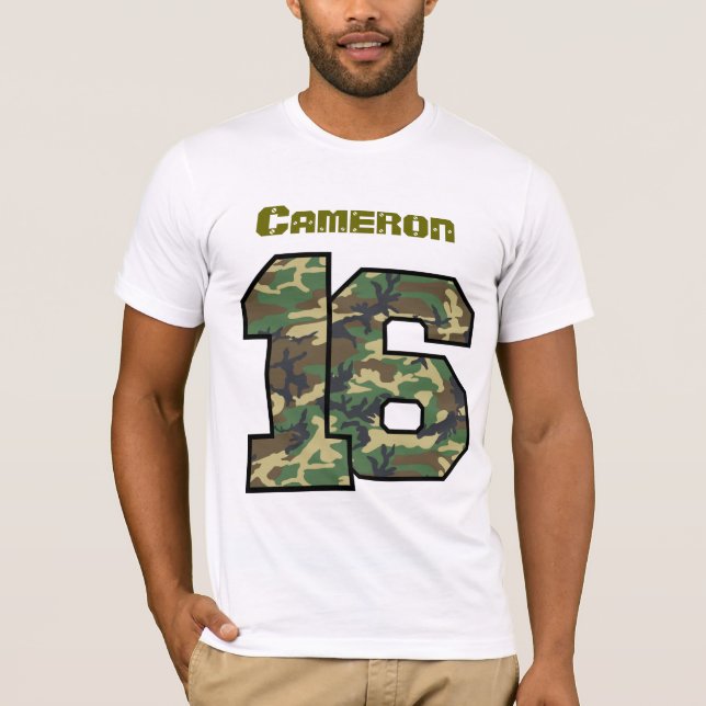 16th Birthday Camo One Year Custom Name V012E T-Shirt (Front)