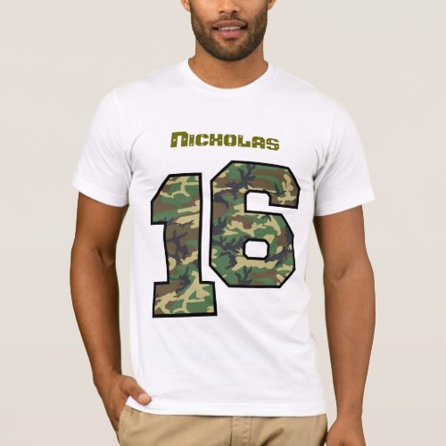 16th Birthday Camo One Year Custom Name V016 T_Shirt